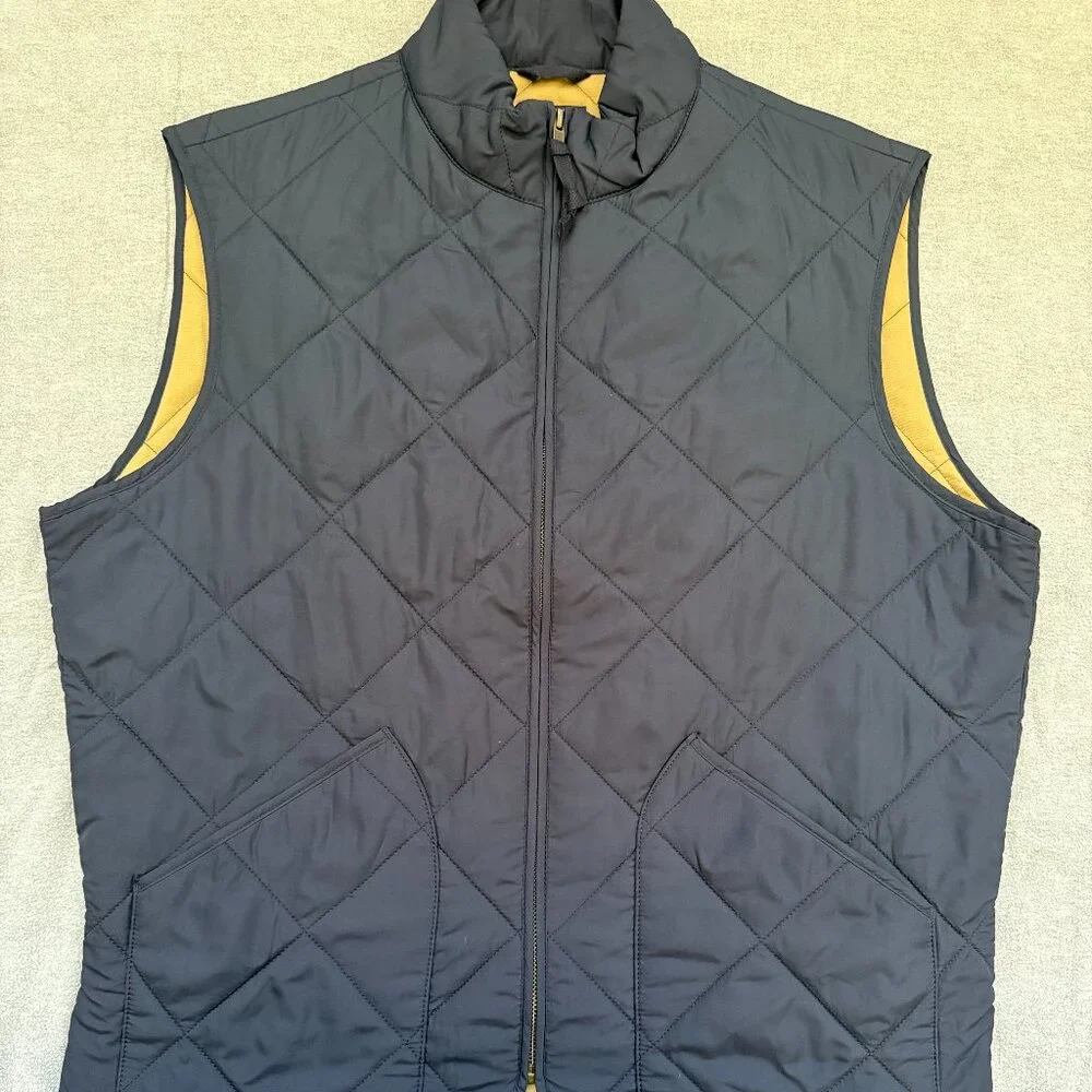 J.Crew Men's Walker Vest Quilted Navy/Camel Size L